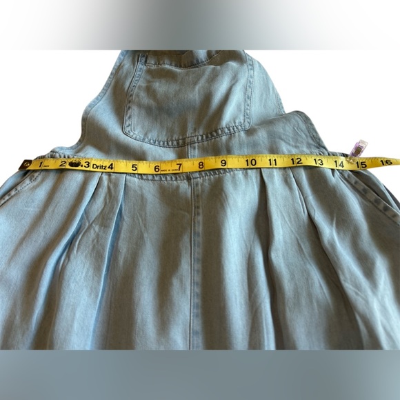 Blue Wide Leg Denim Overalls with Adjustable Straps - Picture 8 of 8